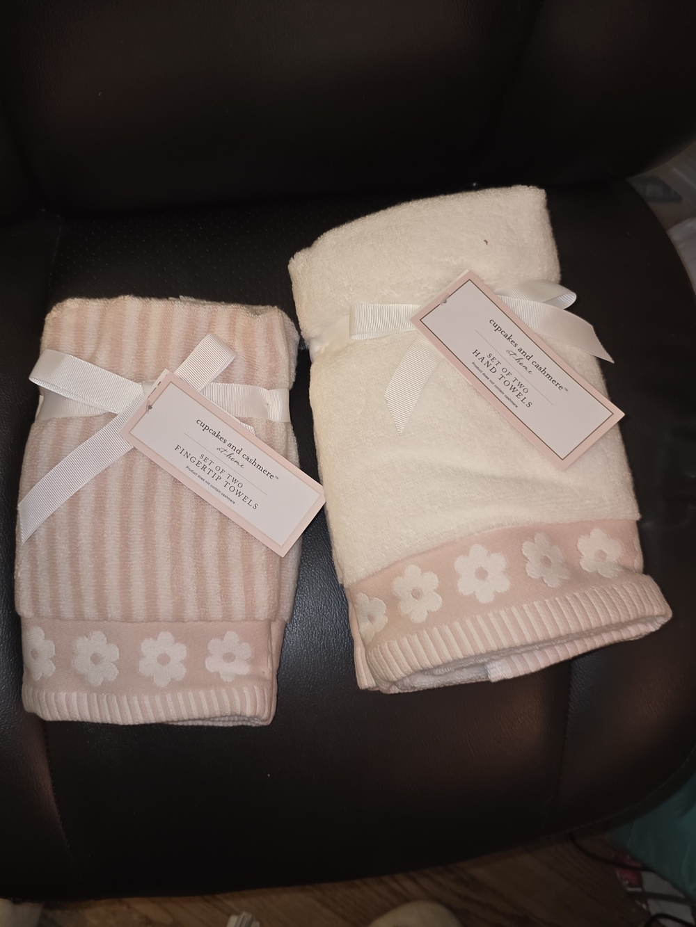 cupcakes & cashmere Pink and White Towel Set